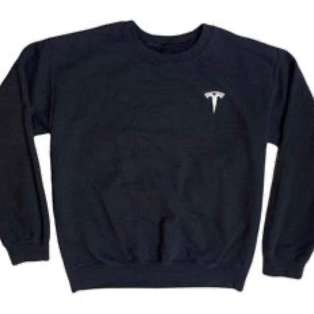 Tesla Official Unisex Embroidered Logo Crewneck Pullover sweatshirt, Black